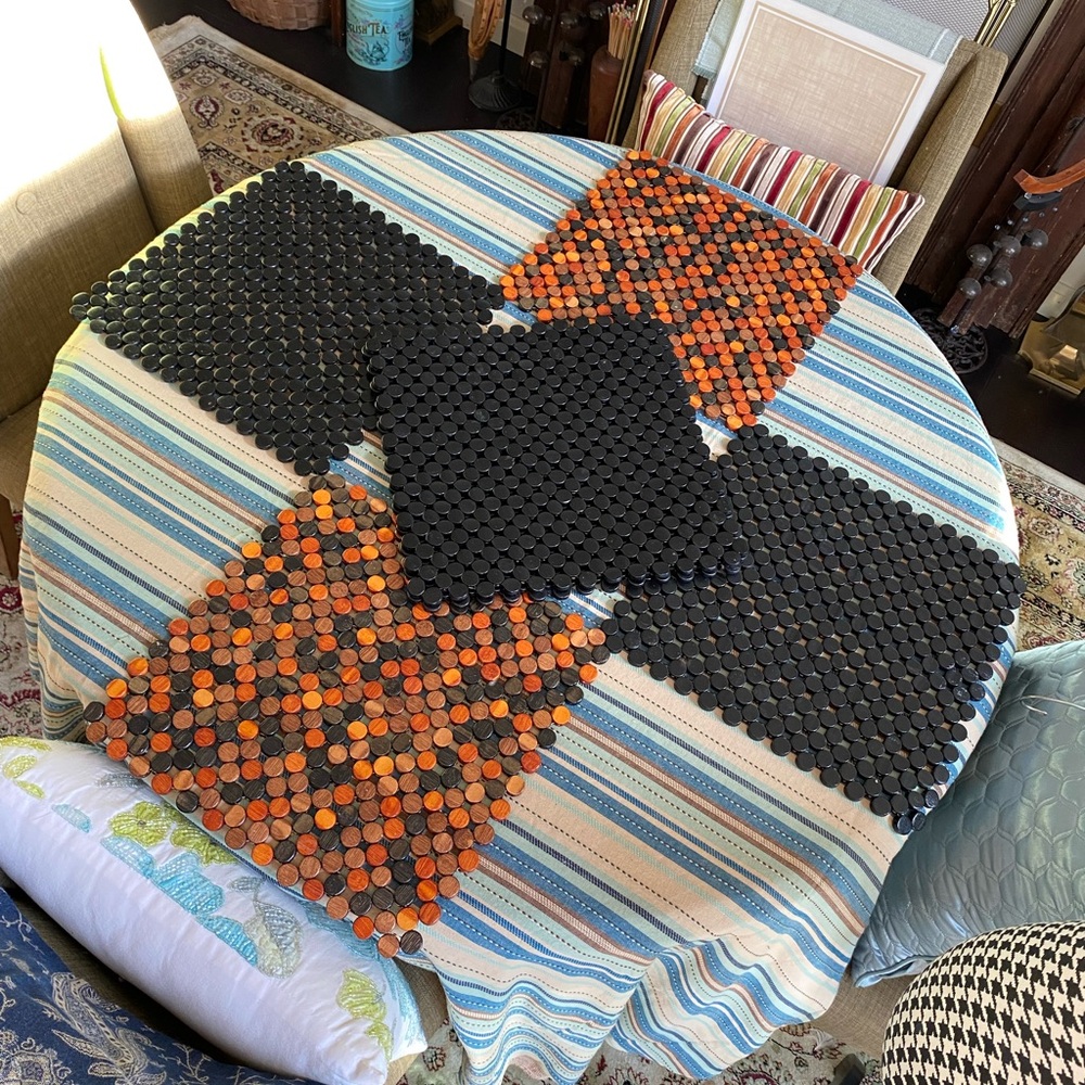 Vintage MCM Set of 6 Wooden “Penny” Placemats
